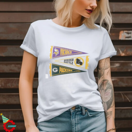 Minnesota Vikings vs. Green Bay Packers Border Battle Pennant T Shirt