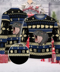 Moo deng memes Custom Name Ugly Christmas Sweater