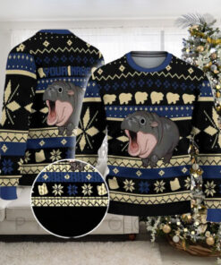 Moo deng memes Custom Name Ugly Christmas Sweater