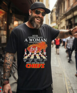 Never Underestimate A Woman Who Loves Fall And Her Kansas City Chiefs Abbey Road Signatures Shirt