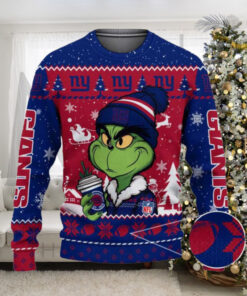 New York Giants The Grinch Drink Coffee Ugly Christmas Sweater