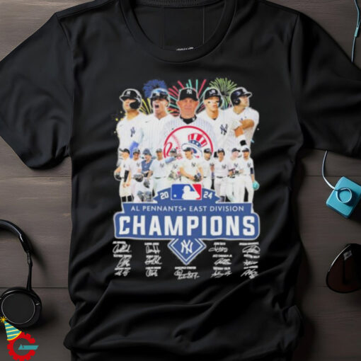 New York Yankees 2024 AL Pennants + East Division Champions Signatures Shirt