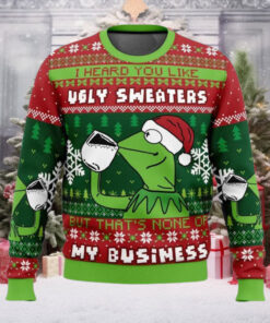 None Of My Business Kermit the Frog Ugly Christmas Sweater