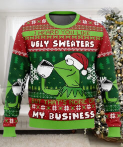 None Of My Business Kermit the Frog Ugly Christmas Sweater