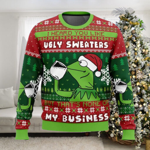 None Of My Business Kermit the Frog Ugly Christmas Sweater