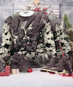 Number 23 Broken 3D Crack Graffiti.Jordan 4 A Ma Maniere Violet Ore Ugly Christmas sweater