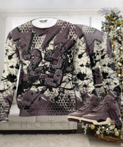 Number 23 Broken 3D Crack Graffiti.Jordan 4 A Ma Maniere Violet Ore Ugly Christmas sweater