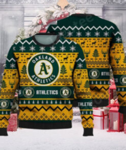 Oakland A’s Reindeer Pattern Ugly Christmas Sweater