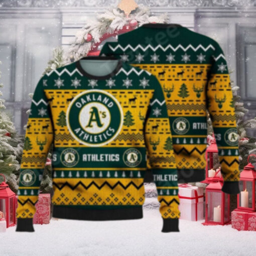 Oakland A’s Reindeer Pattern Ugly Christmas Sweater