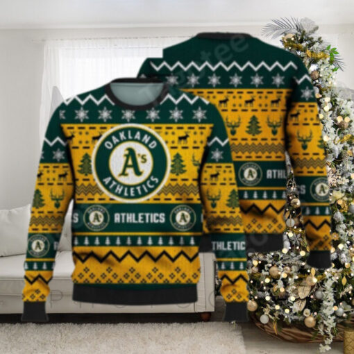 Oakland A’s Reindeer Pattern Ugly Christmas Sweater