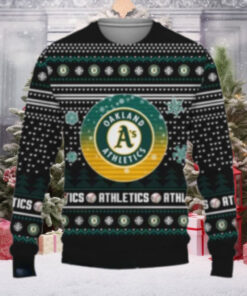 Oakland Athletics Logo Snowflakes Ugly Christmas Sweater