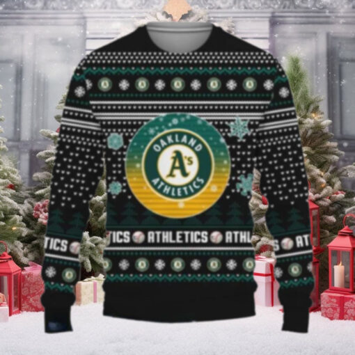 Oakland Athletics Logo Snowflakes Ugly Christmas Sweater