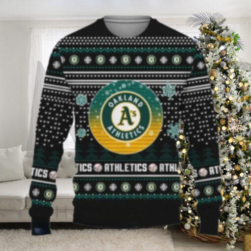 Oakland Athletics Logo Snowflakes Ugly Christmas Sweater