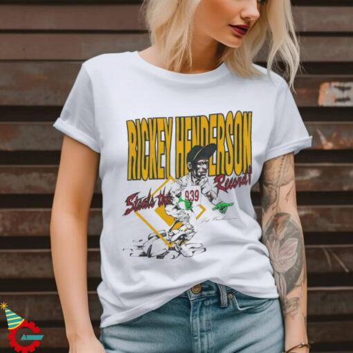 Oakland Athletics Rickey Henderson steals the 939 record player caricature shirt