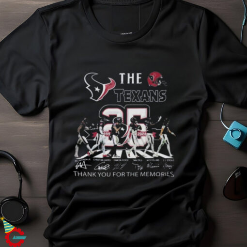 Official Houston Texans 25th Anniversary 1999 2024 Thank You For The Memories Signatures T shirt