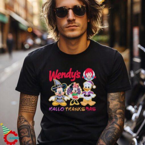 Official Mickey And Minnie And Donald Duck Disney Wendy’s HalloThanksMas 2024 shirt