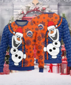 Olaf Frozen Inspired New York Mets Ugly Christmas Sweater