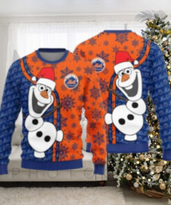 Olaf Frozen Inspired New York Mets Ugly Christmas Sweater