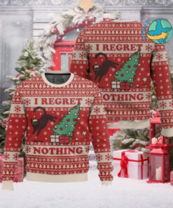 On The Naughty List And I Regret Nothing Cat Christmas Sweater