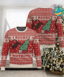 On The Naughty List And I Regret Nothing Cat Christmas Sweater