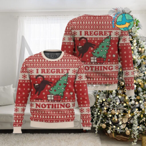 On The Naughty List And I Regret Nothing Cat Christmas Sweater