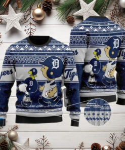 Peanuts Detroit Tigers Holiday Walking Ugly Christmas Sweater