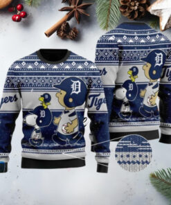 Peanuts Detroit Tigers Holiday Walking Ugly Christmas Sweater