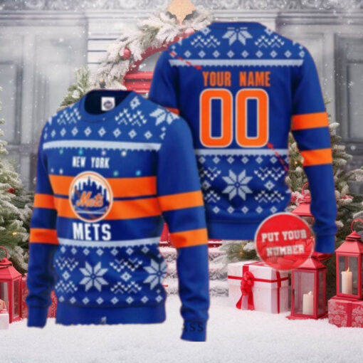 Personalized Mets Christmas Sweater With Name And Number