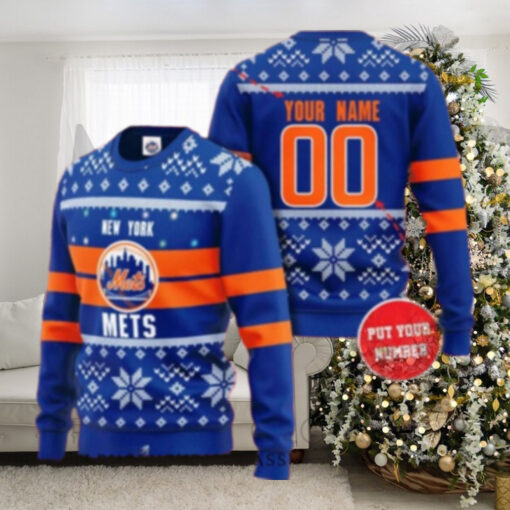 Personalized Mets Christmas Sweater With Name And Number