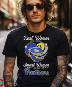 Real Women Love Football Smart Women Love The Panthers Diamond Heart T Shirt