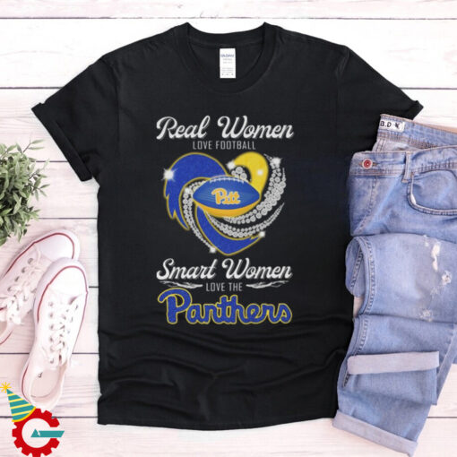 Real Women Love Football Smart Women Love The Panthers Diamond Heart T Shirt