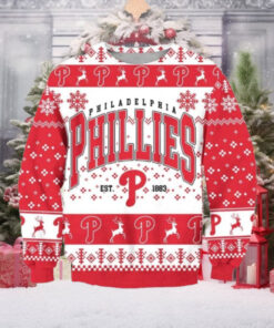 Red Classic Philadelphia Phillies Ugly Christmas Sweater