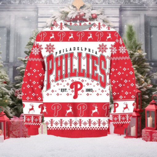 Red Classic Philadelphia Phillies Ugly Christmas Sweater