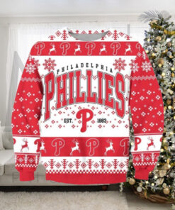 Red Classic Philadelphia Phillies Ugly Christmas Sweater