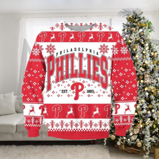 Red Classic Philadelphia Phillies Ugly Christmas Sweater