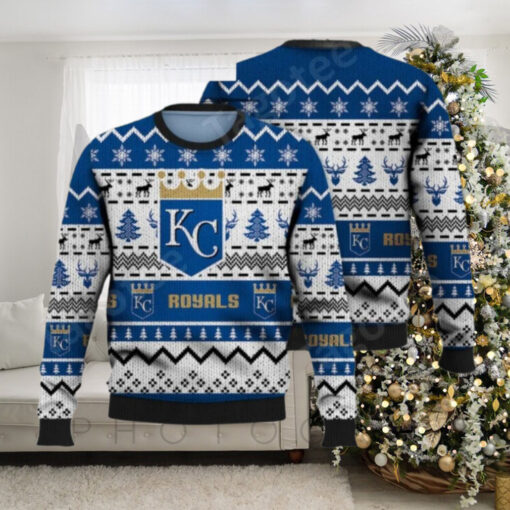 Reindeer And Snowflake KC Royals Winter Ugly Sweater