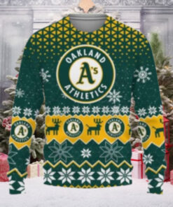 Reindeer And Snowflakes Oakland Athletics Ugly Christmas Sweater