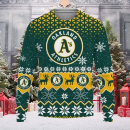 Reindeer And Snowflakes Oakland Athletics Ugly Christmas Sweater