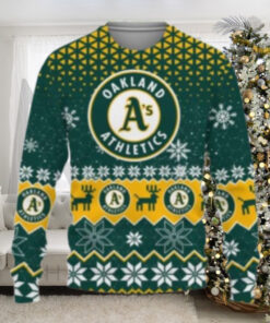 Reindeer And Snowflakes Oakland Athletics Ugly Christmas Sweater