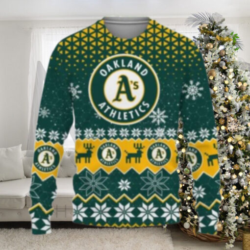 Reindeer And Snowflakes Oakland Athletics Ugly Christmas Sweater