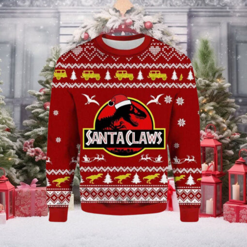 Santa Claws Dinosaur Ugly Christmas Sweater