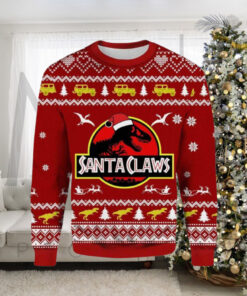 Santa Claws Dinosaur Ugly Christmas Sweater