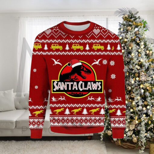 Santa Claws Dinosaur Ugly Christmas Sweater