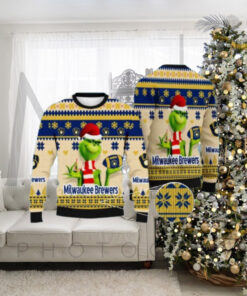 Santa Grinch Milwaukee Brewers Ugly Christmas Sweater Christmas