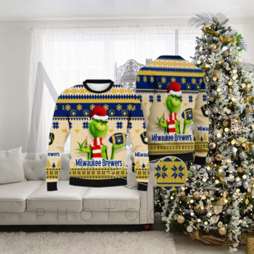 Santa Grinch Milwaukee Brewers Ugly Christmas Sweater Christmas