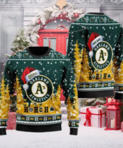 Santa Hat Oakland Athletics Personalized Christmas Sweater