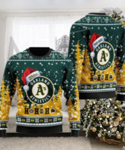 Santa Hat Oakland Athletics Personalized Christmas Sweater