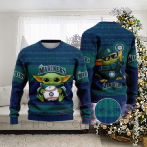 Seattle Mariners Baby Yoda Baseball Fan Ugly Christmas Sweater