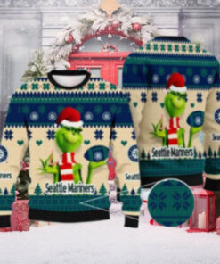 Seattle Mariners Grinch Beige And Green Holiday Ugly Sweater