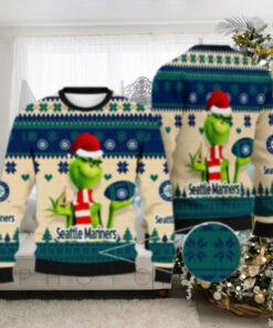 Seattle Mariners Grinch Beige And Green Holiday Ugly Sweater